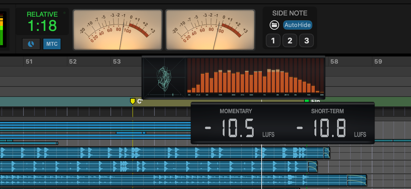 Bridge Meter panels detached over a Pro Tools session
