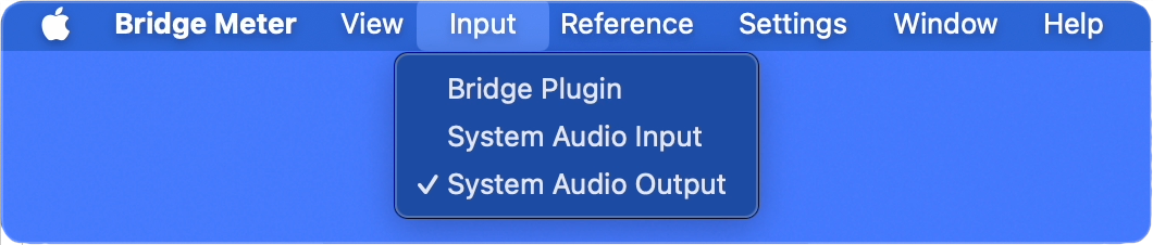 Bridge MeterのInputメニュー